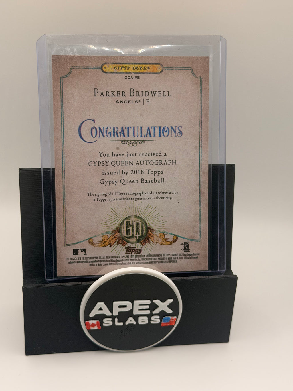2018 Topps Gypsy Queen Parker Bridwell Auto Los Angeles Angels Rookie RC