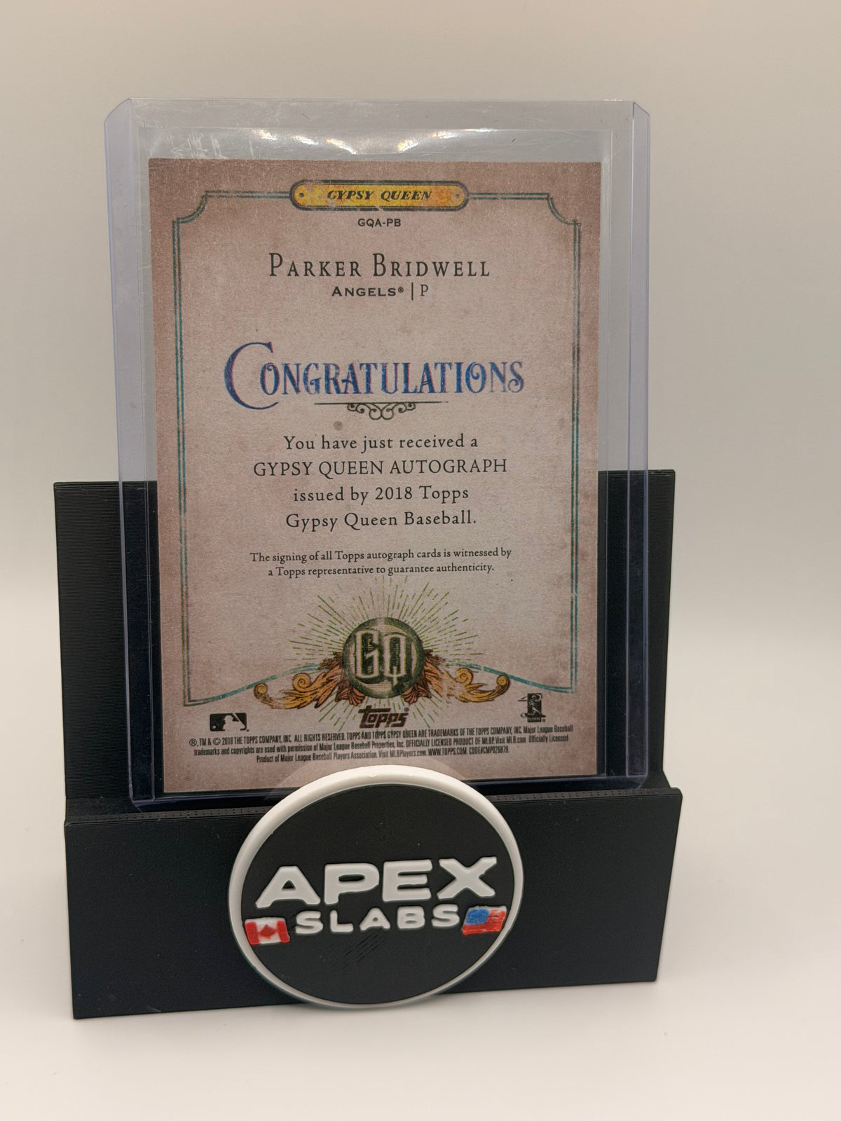 2018 Topps Gypsy Queen Parker Bridwell Auto Los Angeles Angels Rookie RC