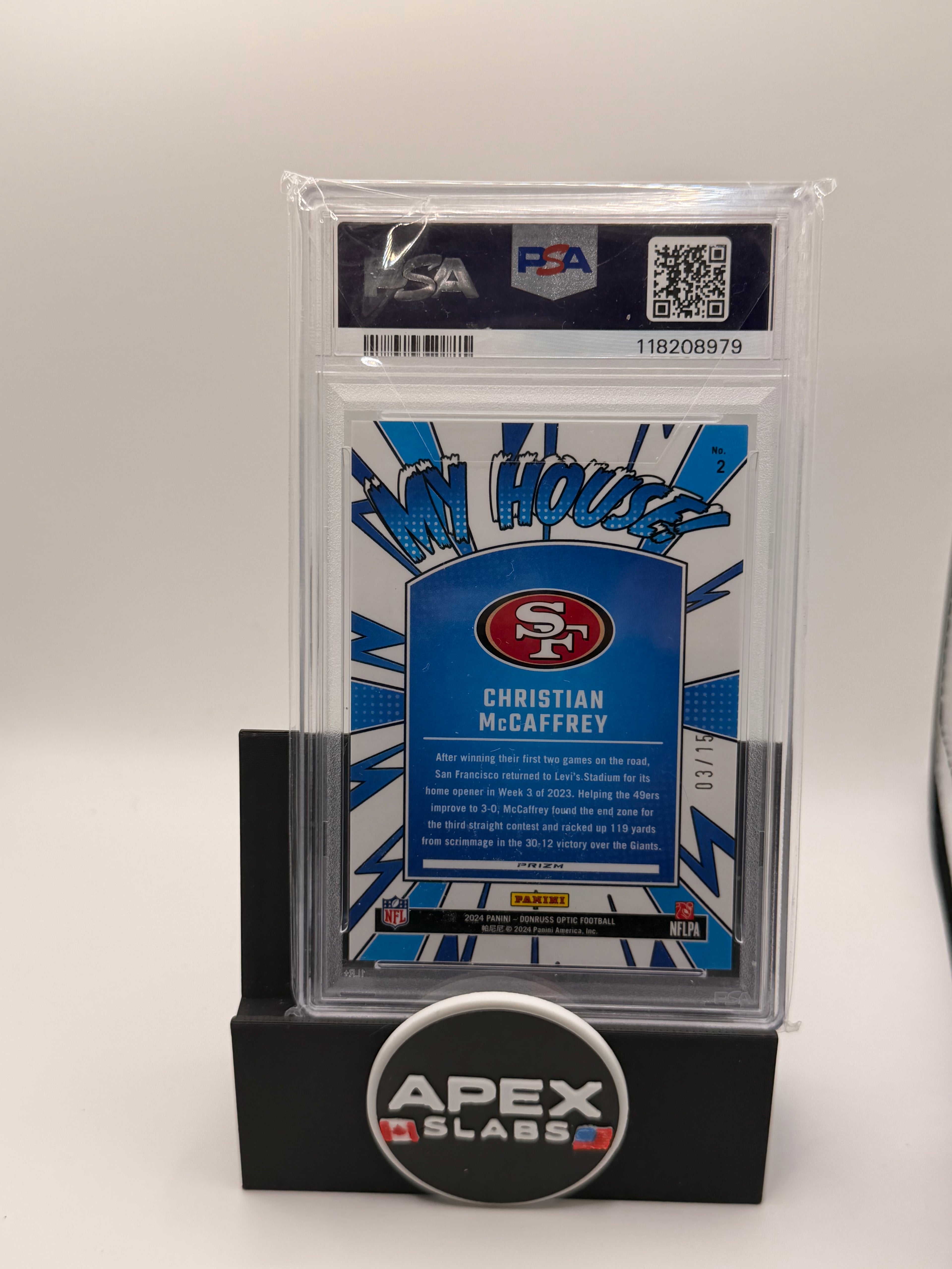 2024 Panini Donruss Optic My House! Christian Mccaffrey /15