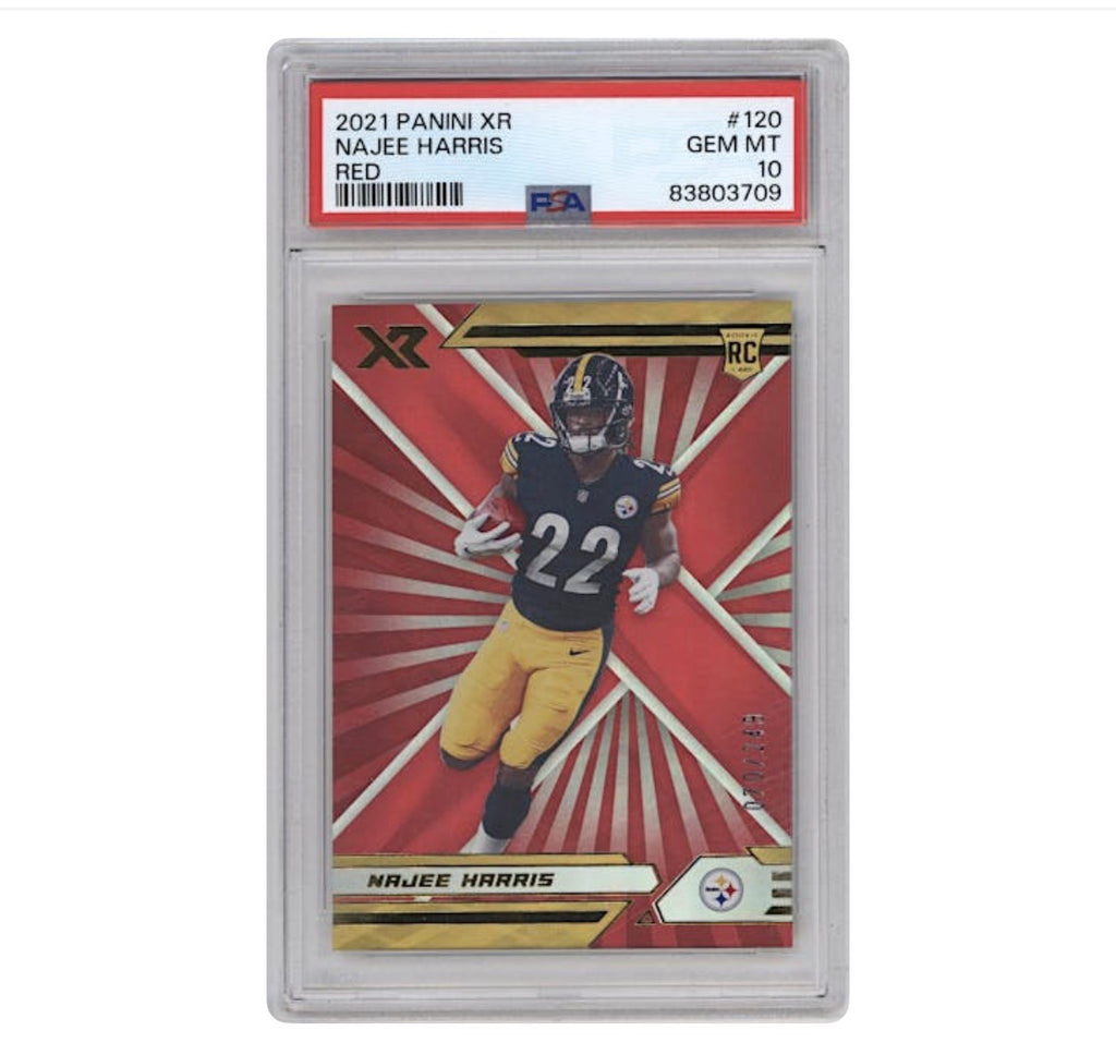 Najee Harris – 2021 Panini XR Red – #120 RC – PSA 10 GEM MINT Numbered !