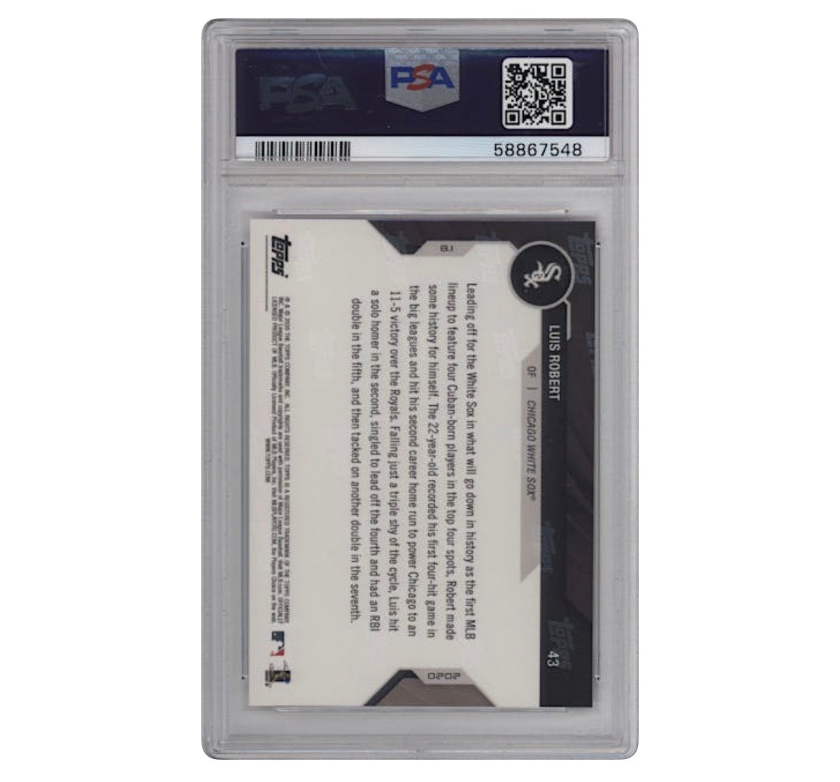 Luis Robert – 2020 Topps Now Rookie – #43 – PSA 10 GEM MINT