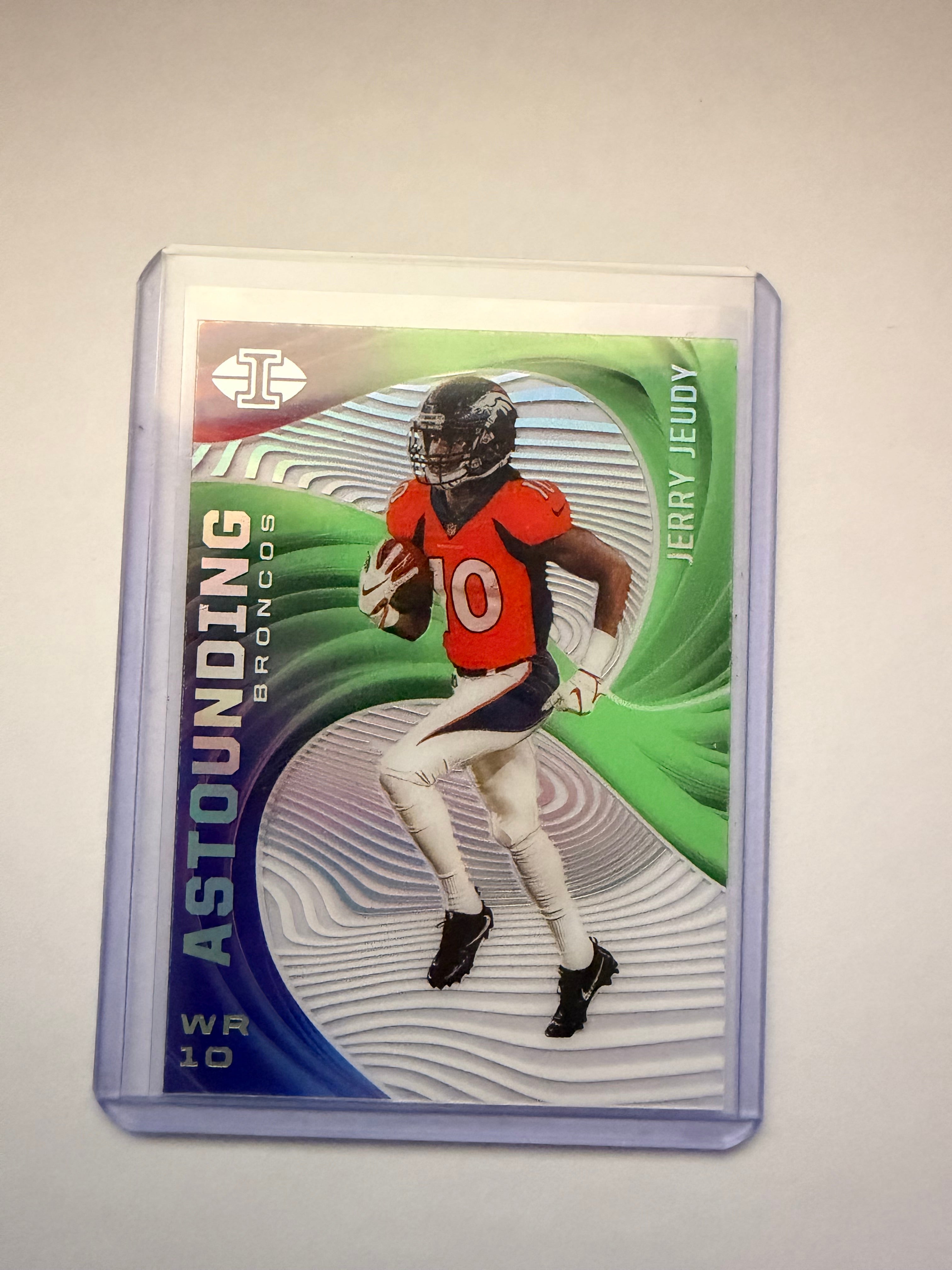 2023 Panini Illusions “Astounding” Jerry Jeudy Insert – Denver Broncos. Clean veteran WR insert.