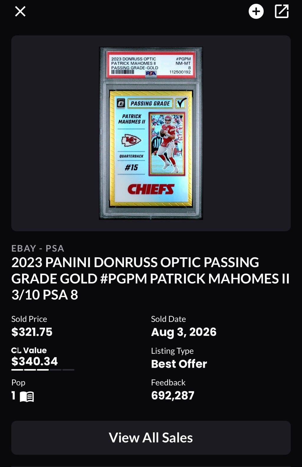 2023 Panini Donruss Jalen Hurts Optic Passing Grade Gold pop 1 PSA 9  /10