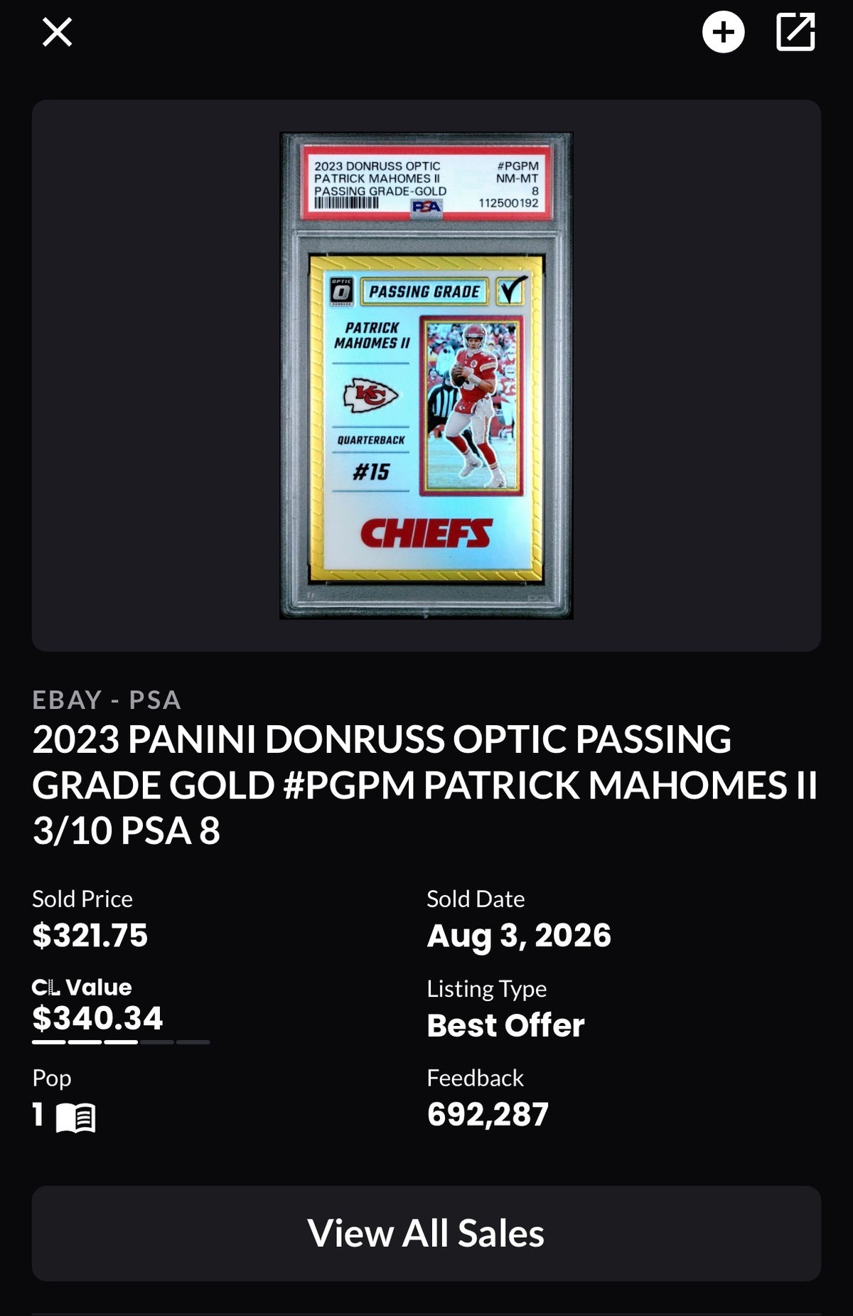 2023 Panini Donruss Jalen Hurts Optic Passing Grade Gold pop 1 PSA 9  /10