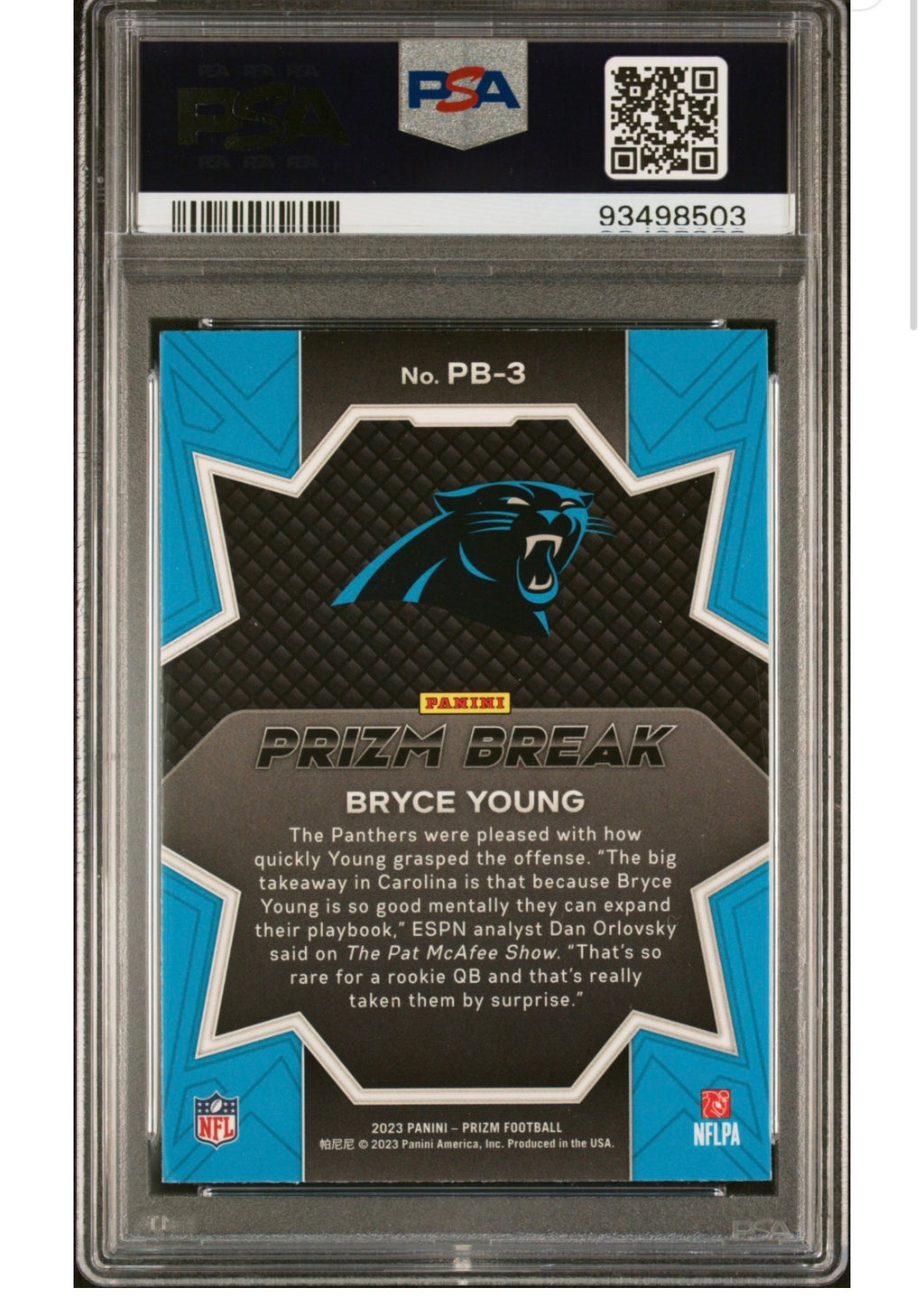 2023 Panini Prizm Bryce Young Prizm Break #PB-3 Carolina Panthers