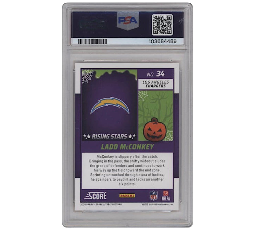 Ladd McConkey – 2024 Score-A-Treat Rising Stars Pumpkin – #34 RC – PSA 10 GEM MINT