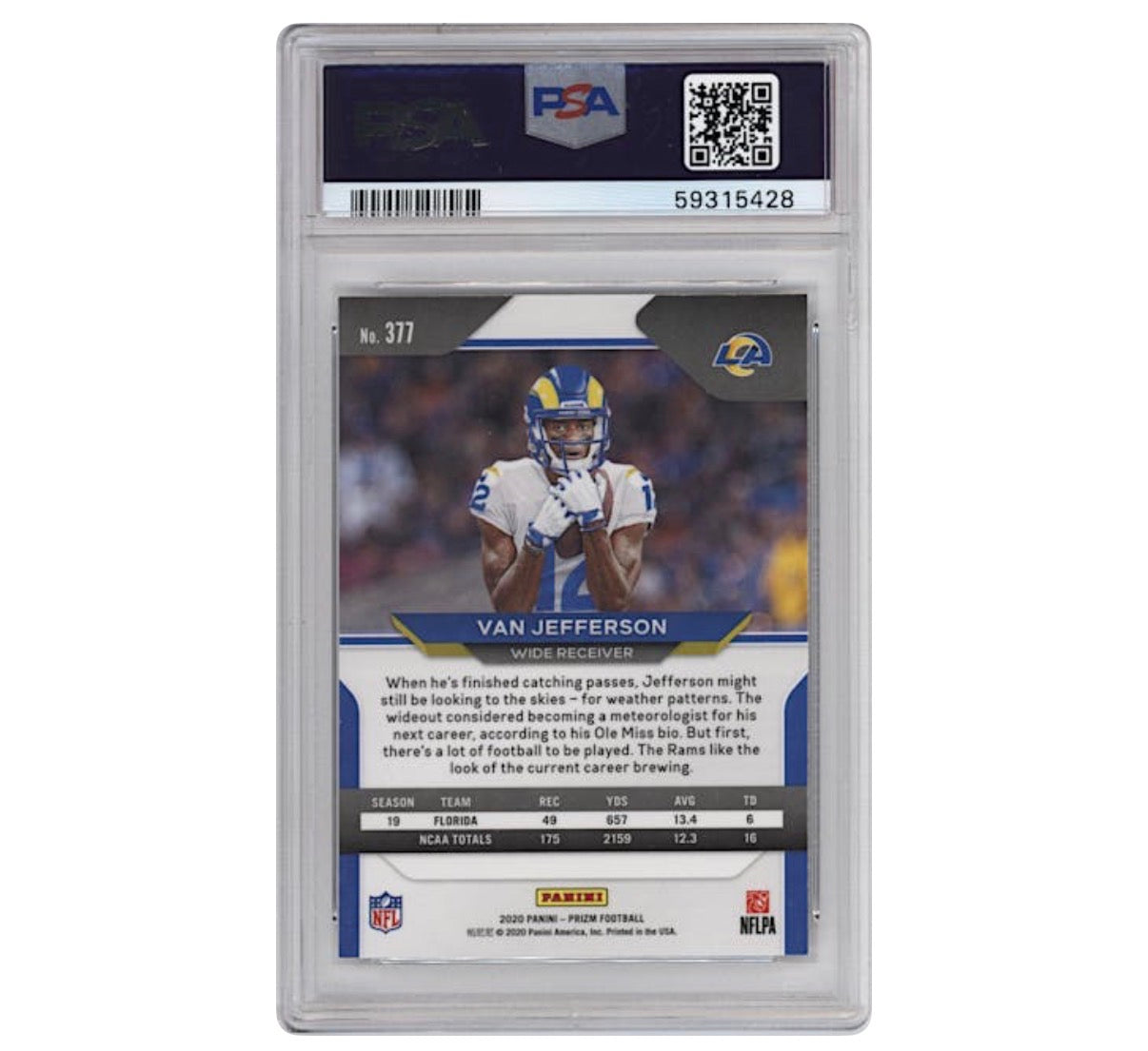 Van Jefferson – 2020 Panini Prizm Rookie – #377 – PSA 10 GEM MINT