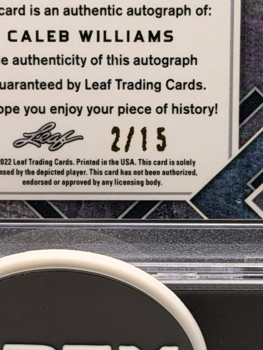 2022 Leaf Metal Draft Autographs Caleb Williams /15