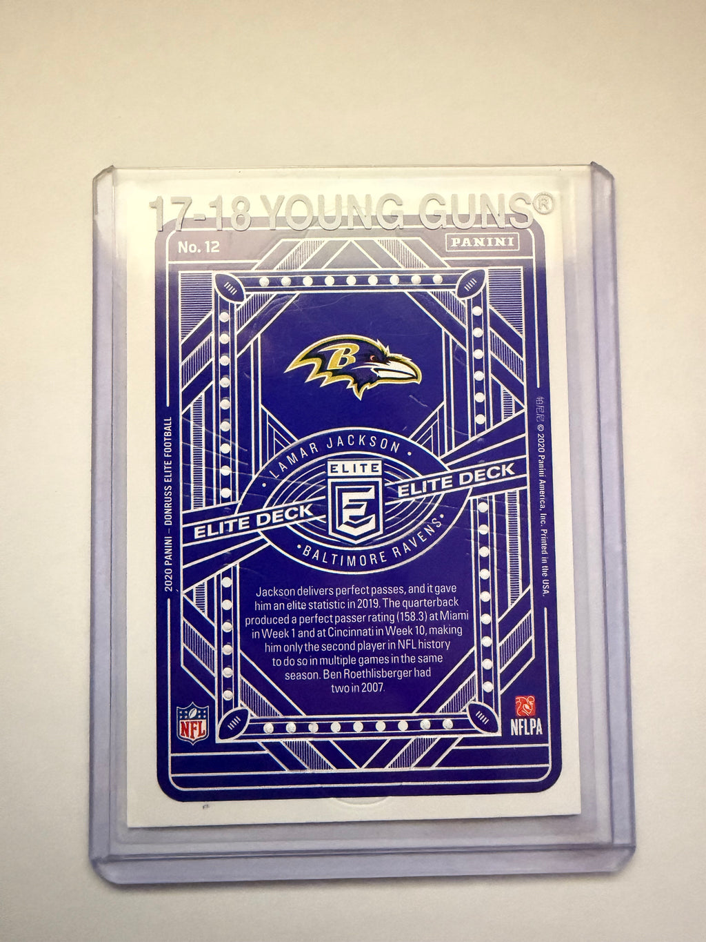 Lamar Jackson SILVER PRIZM Elite Deck CARD SP 2020 Elite Lamar Jackson SP RAVENS