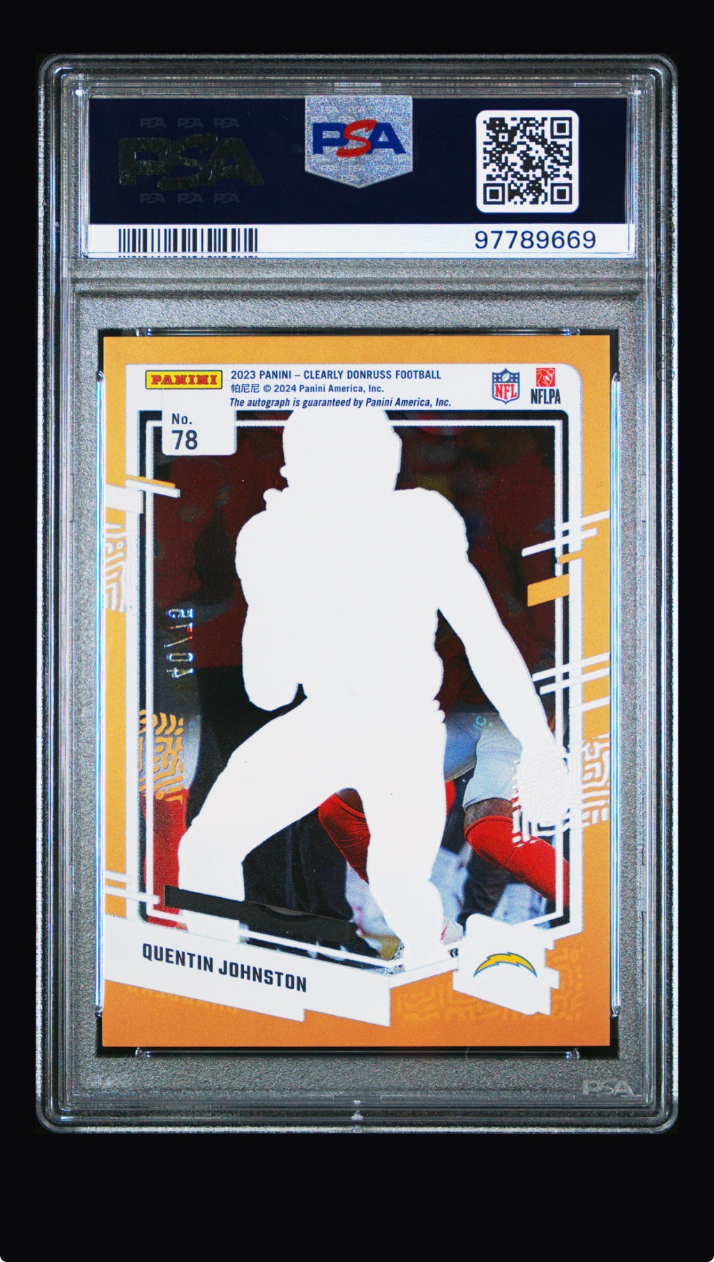 2023 Panini Clearly Donruss Quentin Johnston rated rookie auto PSA 10 numbered !