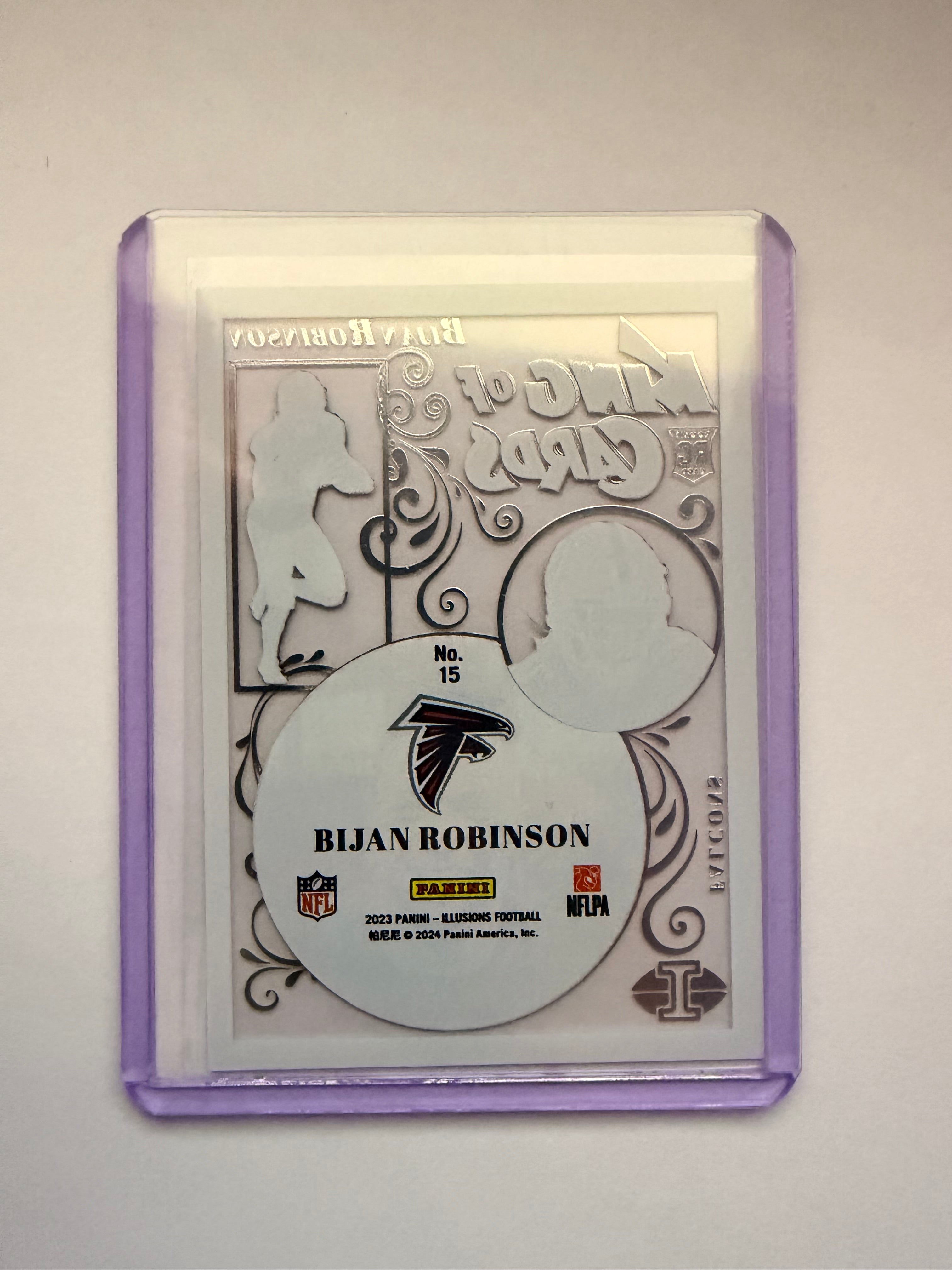 2023 Panini Illusions “King of Cards” Bijan Robinson RC – Atlanta Falcons. Premium rookie insert.