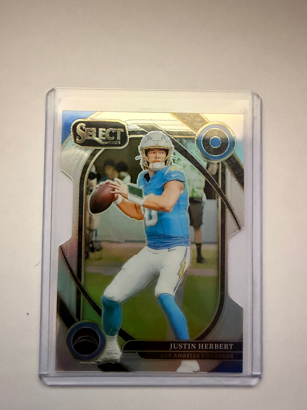 2024 Panini Select Justin Herbert Club Level – Los Angeles Chargers base level.
