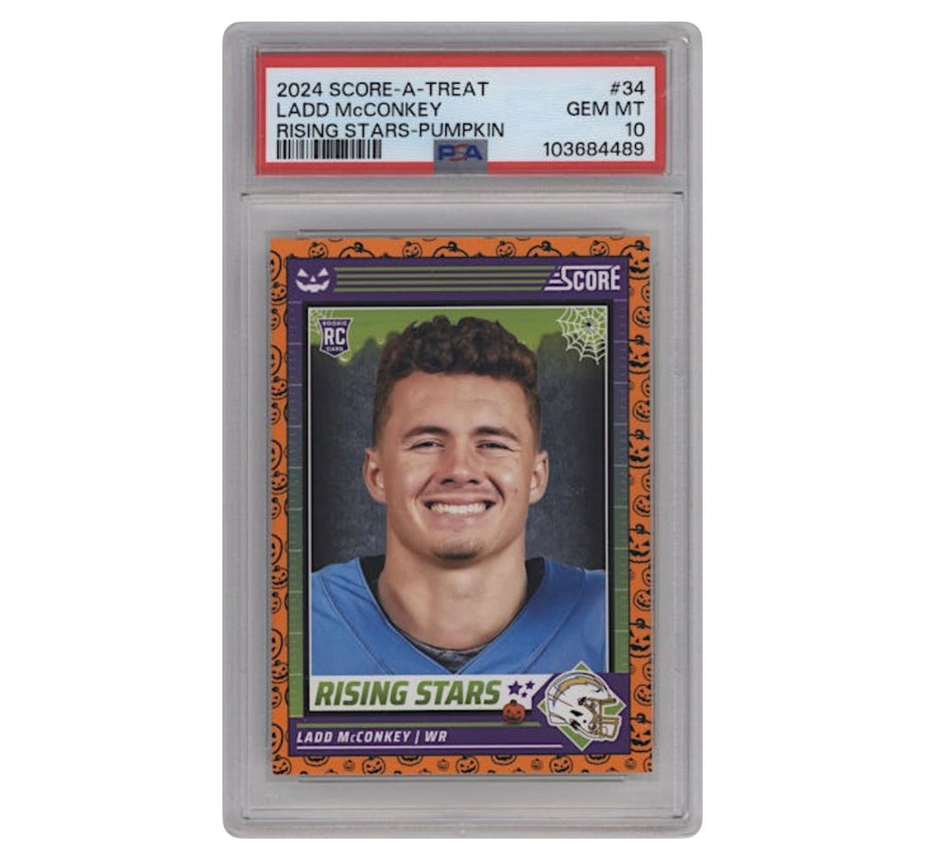Ladd McConkey – 2024 Score-A-Treat Rising Stars Pumpkin – #34 RC – PSA 10 GEM MINT