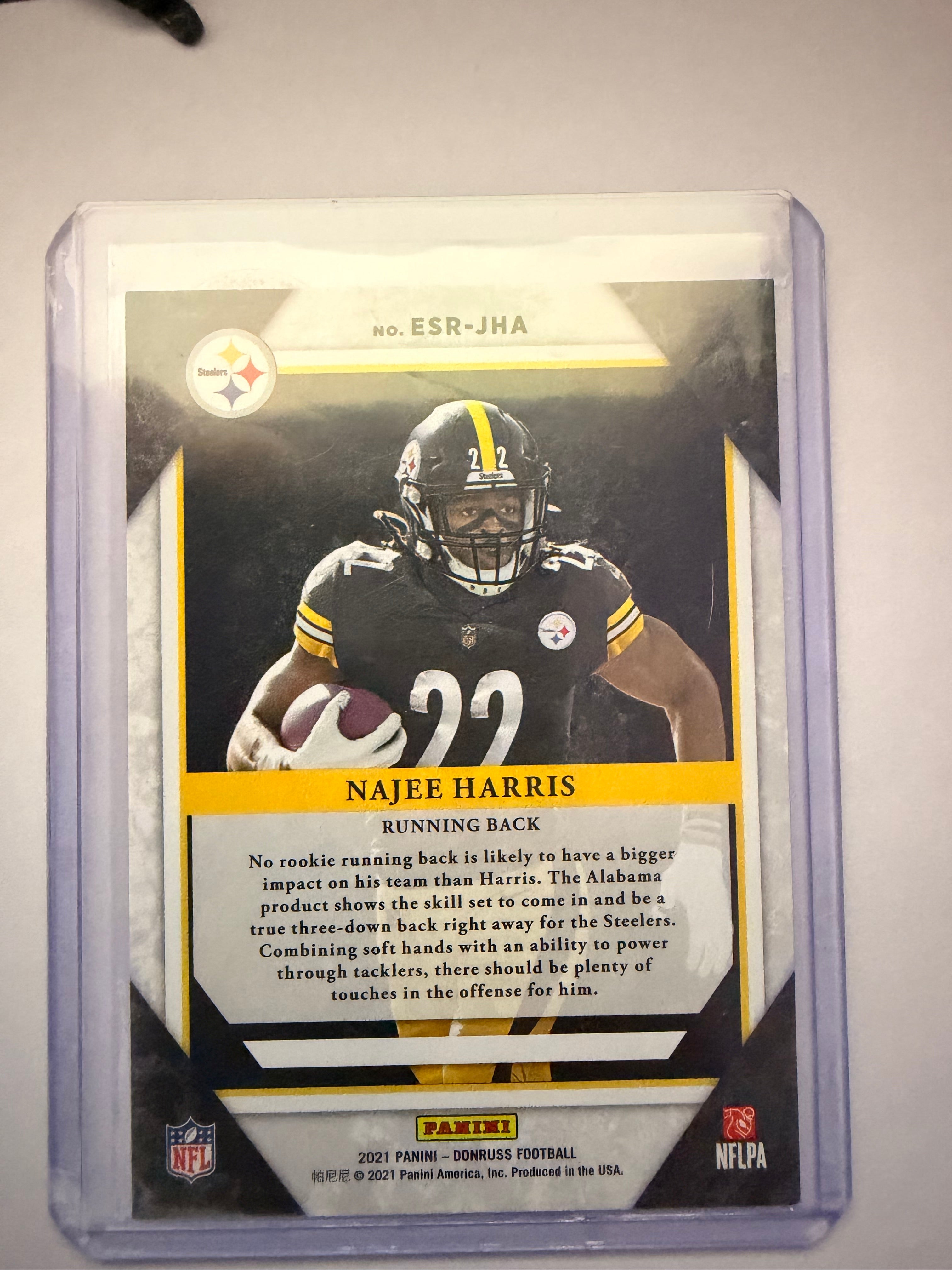 2021 Panini Donruss Elite Series Rookies Najee Harris – Pittsburgh Steelers rookie insert.