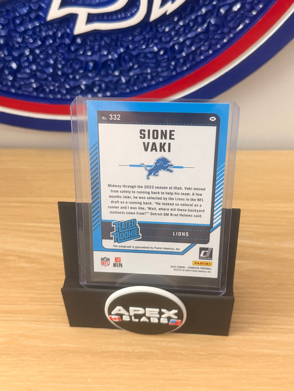 Sione Vaki Rated Rookie Auto (Lions) #332