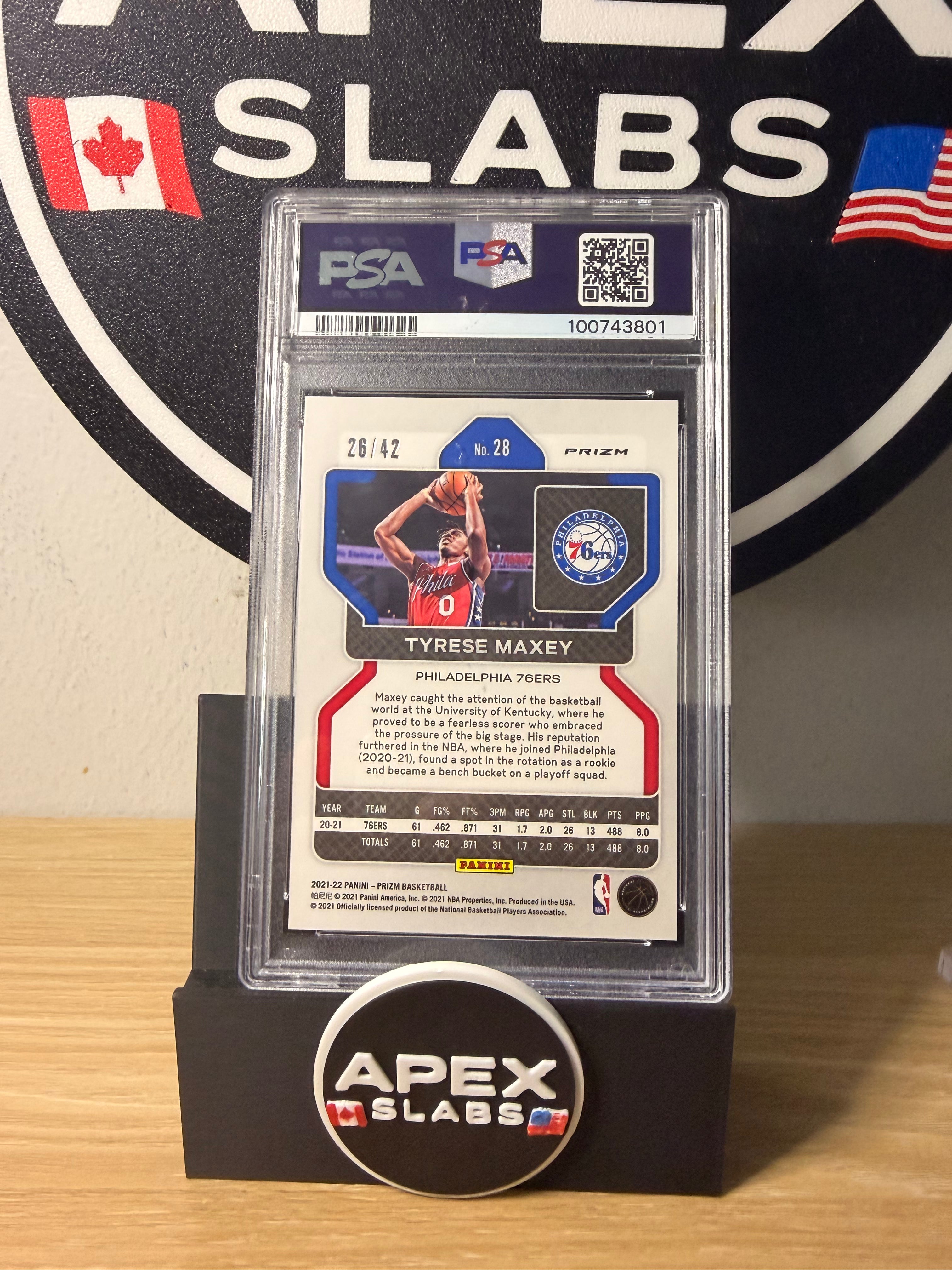 2021 Panini Prizm Tyrese Maxey #28 /42 PSA 10