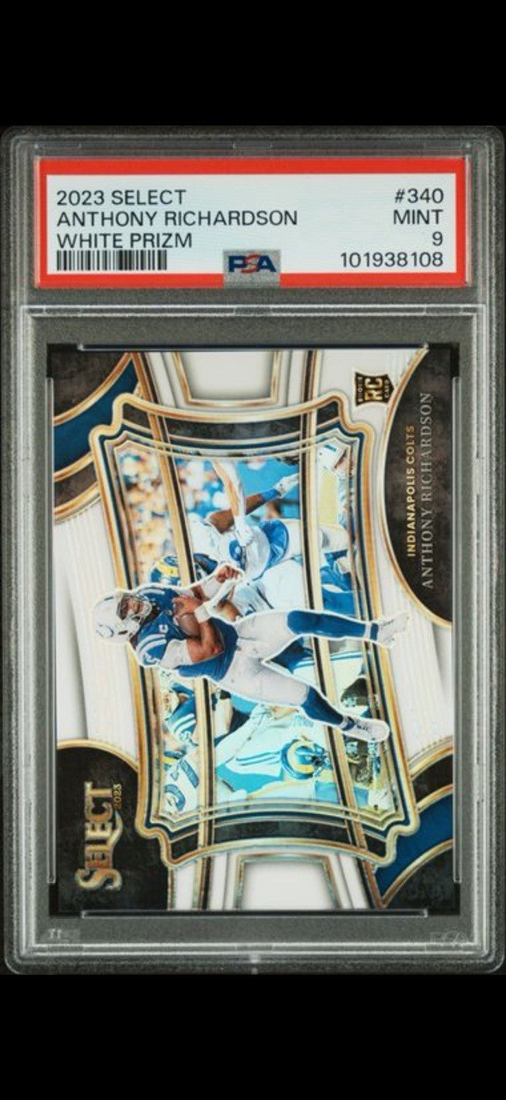 Anthony Richardson 2023 Panini Select #340 White Prizm /35 Rookie Card PSA 9