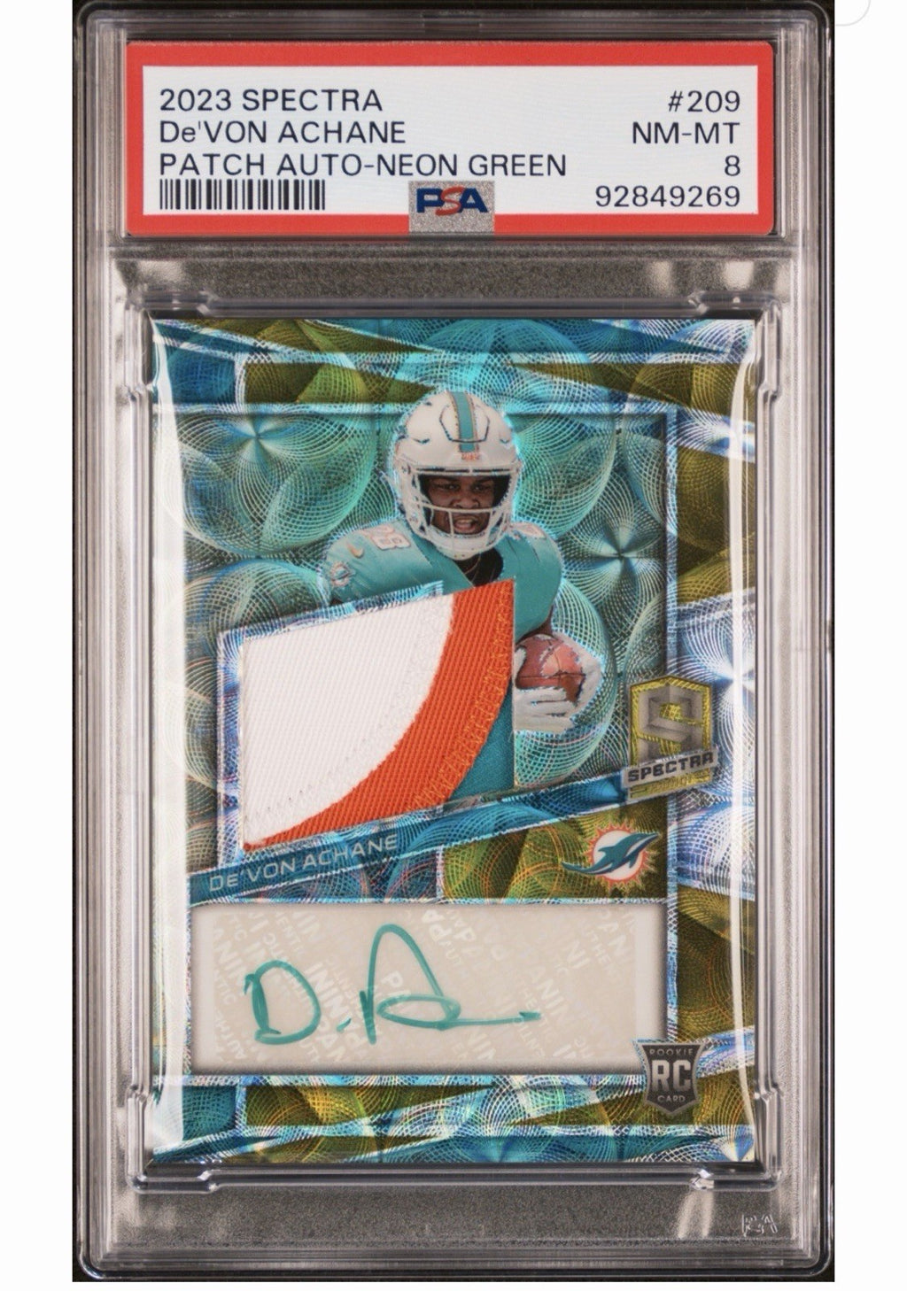 2023 panini spectra - de'von achane 209 Rare! /35