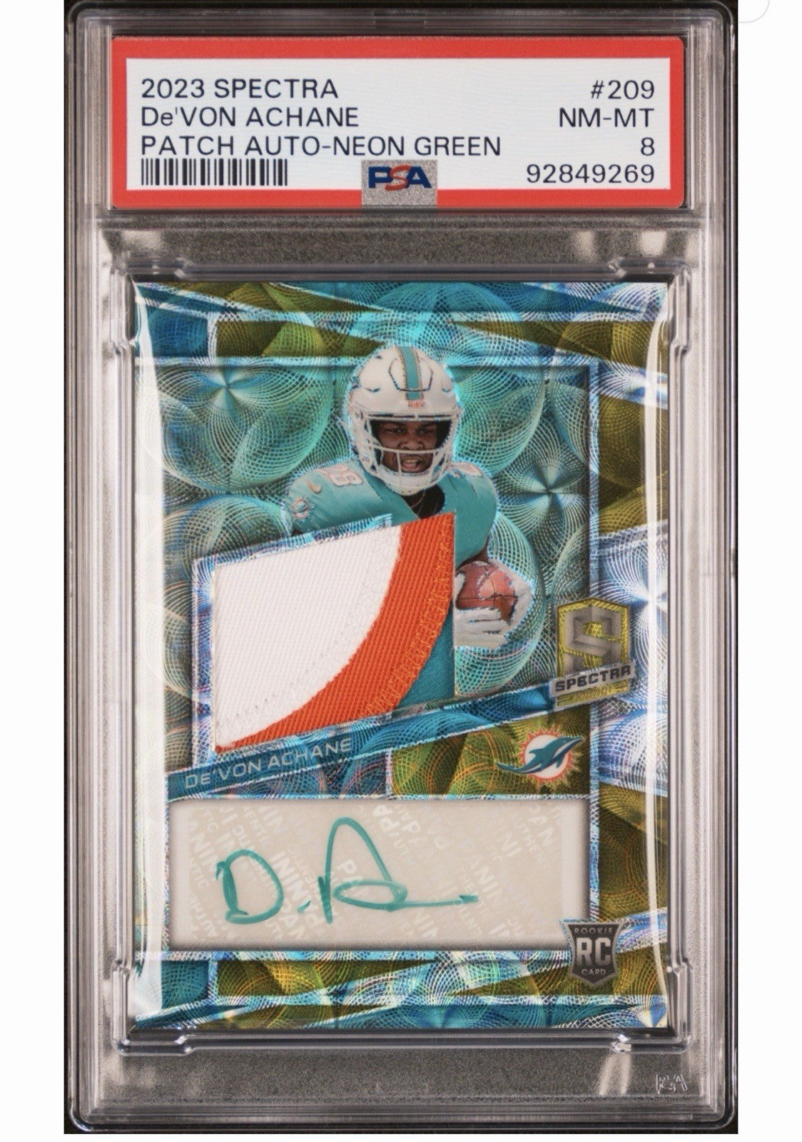 2023 panini spectra - de'von achane 209 Rare! /35