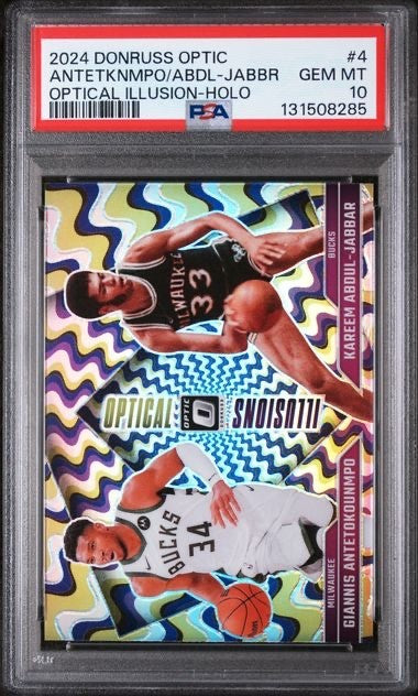 PSA 10 Antetknmpo/Abdl-Jabbr 2024 Donruss Optic Optical Illusions #4 Holo